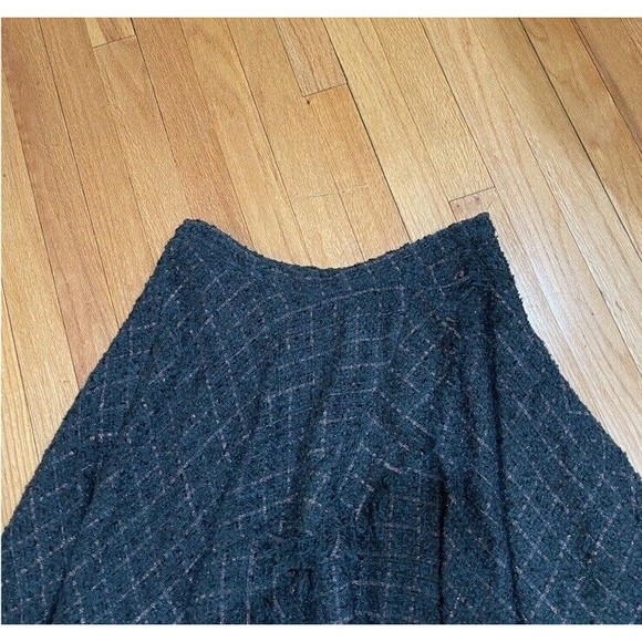 Anthropologie Eva Franco Fringed Tweed Skirt Womens Size 10 Green Plaid NEW TAGS - Picture 10 of 16